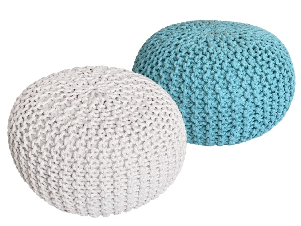Golvkudde Stickad pall pouf 2 st. Ø 55 cm grovt stickad