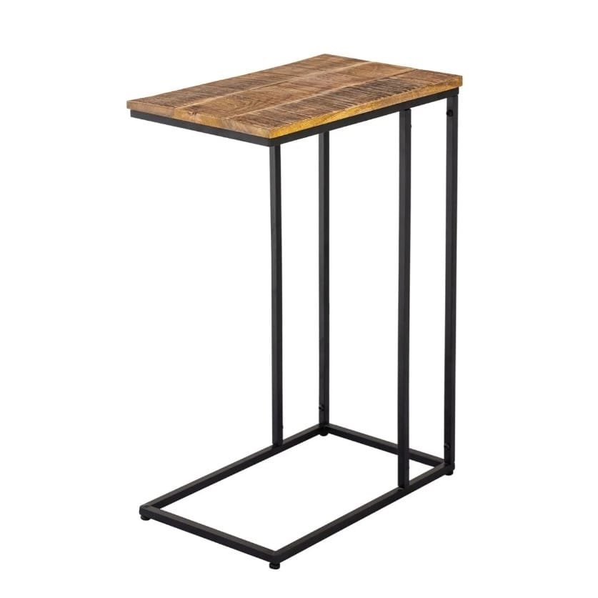 Sidobord trä 25x60x40cm hållbart sofatisk bärbar metallram
