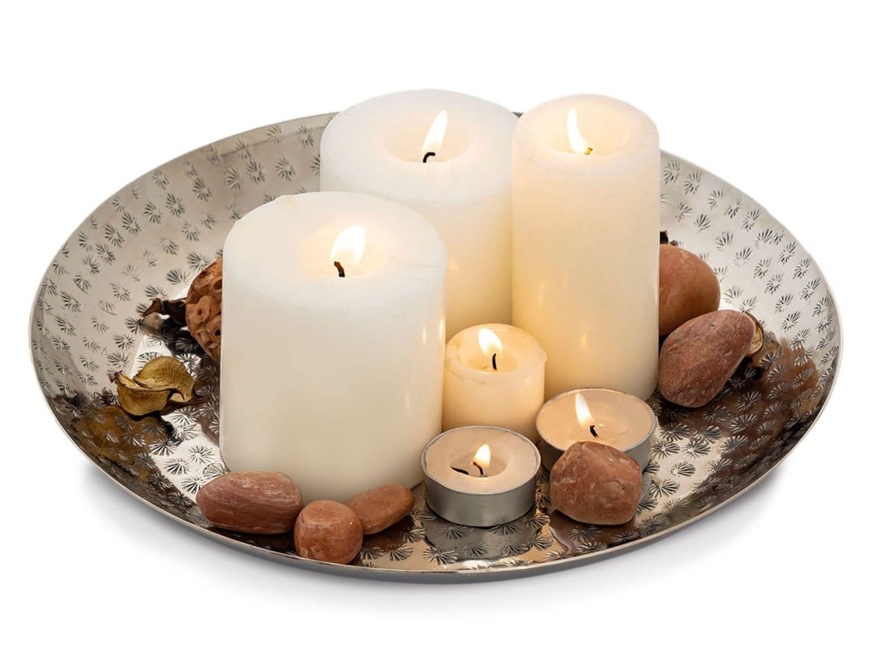Deco Tray Ø 28 cm runt silver-dekorativt bricka Candlelight Tray