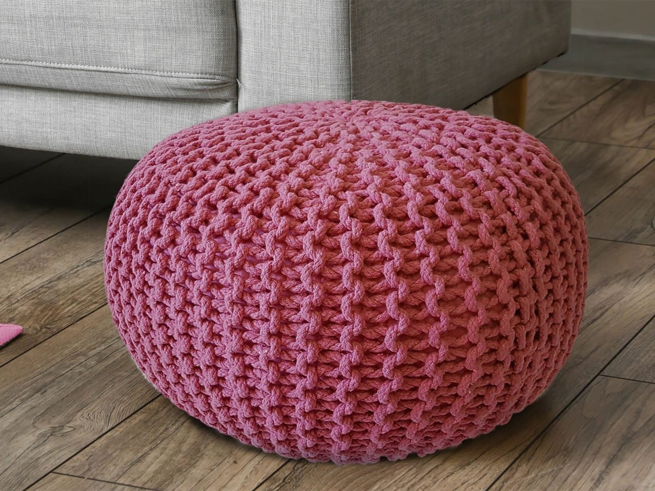 POUF Ø 55 cm Knitting Stool sittplatser golv kudde –