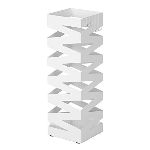 Songmics paraplystativ i metall, fyrkantigt paraplyhållarställ, 15,5 x 15,5 x 49 cm, vit