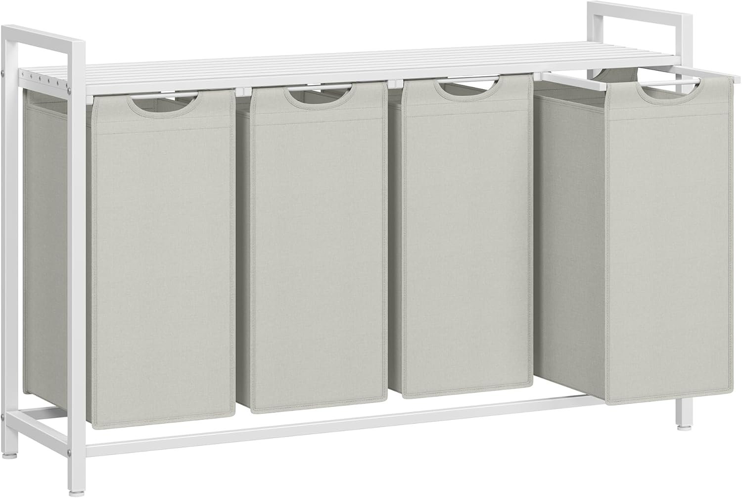 4-fack Tvättkorg, Tvättpåsar, 4 X 40l, 116 X 33 X 72 Cm, Vit